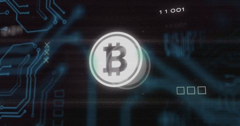 Interference Displaying Bitcoin Symbol with Digital Circuit Board Pattern - Download Free Stock Images Pikwizard.com