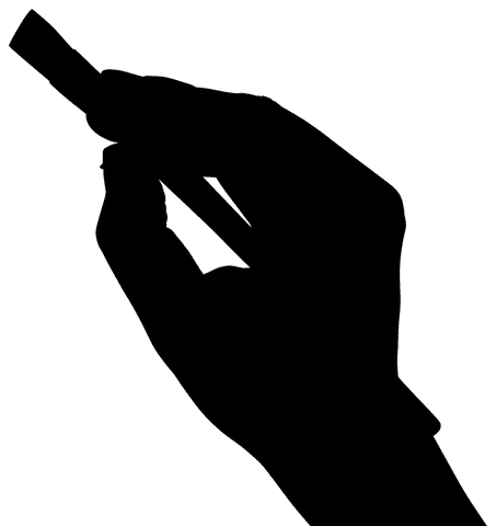 Transparent silhouette of hand holding brush