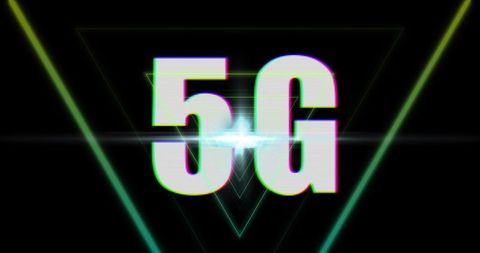 Futuristic 5G Technology Concept Design on Black Background