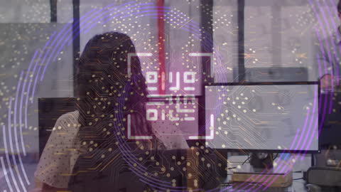 Digital Blockchain Overlay with Business Office Background