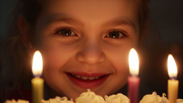 Smiling Child Enjoying Birthday Celebration with Candles