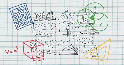 Colorful Mathematical Diagrams and Equations on Grid Paper - Download Free Stock Images Pikwizard.com