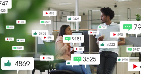 Colleagues in Office Amidst Social Media Data Overlays