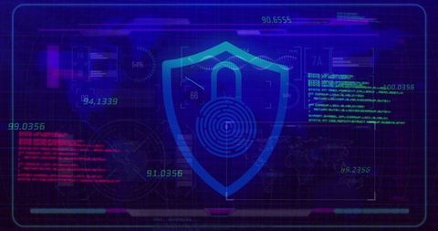 Digital security concept with futuristic lock interface