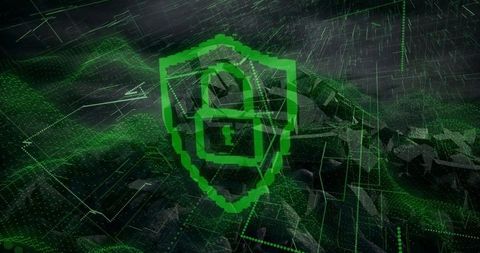 Futuristic Padlock Icon in Cybersecurity Network Grid