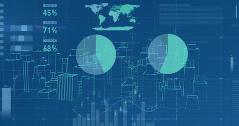 Futuristic Digital City with Moving Data Visualizations - Download Free Stock Images Pikwizard.com