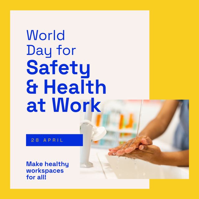 World Day for Safety and Health at Work Awareness with Hand Sanitizing - Download Free Stock Templates Pikwizard.com