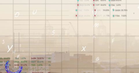 Financial Data Processing Against Urban Landscape Backdrop