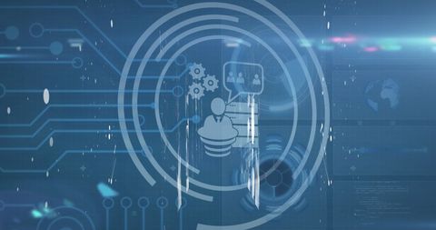 Digital Interface Scanning with Circuit Board Background - Download Free Stock Images Pikwizard.com