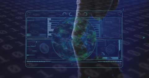 Data Processing Interface with Holographic Elements and Human Interaction - Download Free Stock Images Pikwizard.com