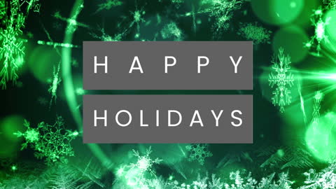 Festive Holiday Greeting with Green Snowflake Background