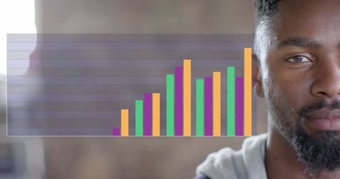 Smiling African American Businessman Analyzing Digital Bar Chart - Download Free Stock Images Pikwizard.com