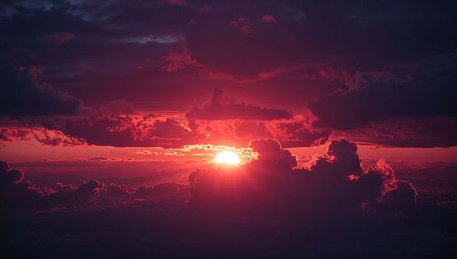 Dramatic Sky with Vibrant Sunset and Crimson Clouds
