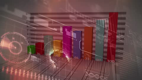 Dynamic Financial Data Graph on Digital Screen Background