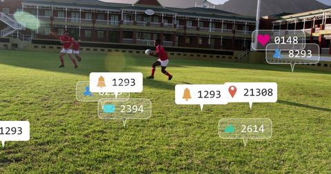 Rugby Players with Data Visualization on Field