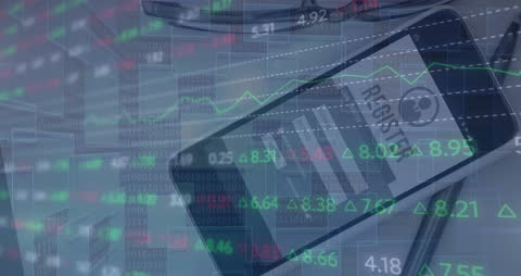 Digital Financial Data Overlaied on Smartphone Background
