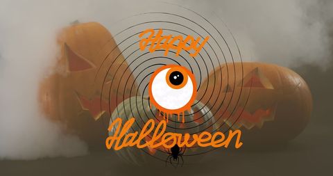 Spooky Halloween Banner with Jack-o'-Lanterns and Smoke