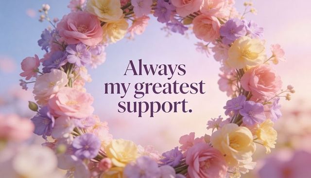 Pastel floral wreath framing centered serif text always my greatest support greeting