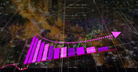 Futuristic Graph Overlay with Cityscape and Digital Interface - Download Free Stock Images Pikwizard.com