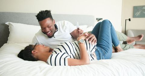 Expectant Joyful Couple Pregnancy Moment at Home