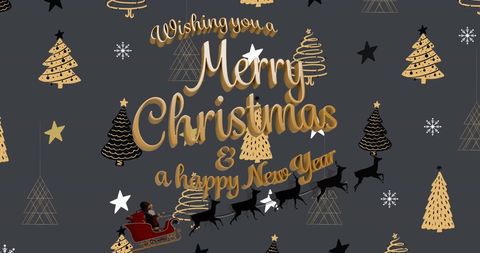 Festive Christmas Greetings with Sleigh and Reindeer Scene