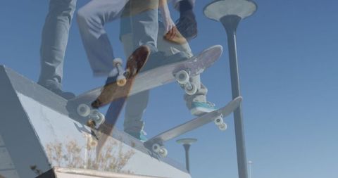 Dynamic Double Exposure Kip Going Down at Skatepark - Download Free Stock Images Pikwizard.com