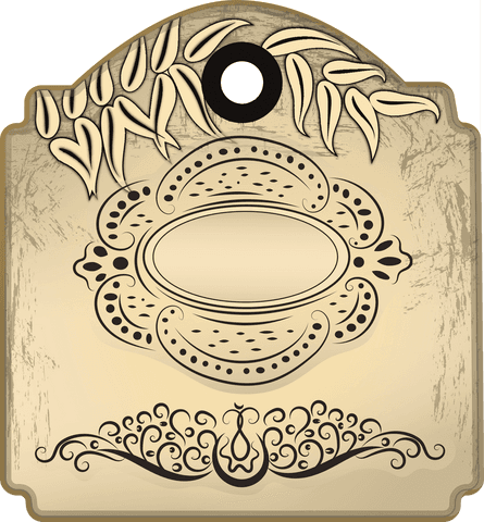 Decorative Cream Tag Design on Transparent Background