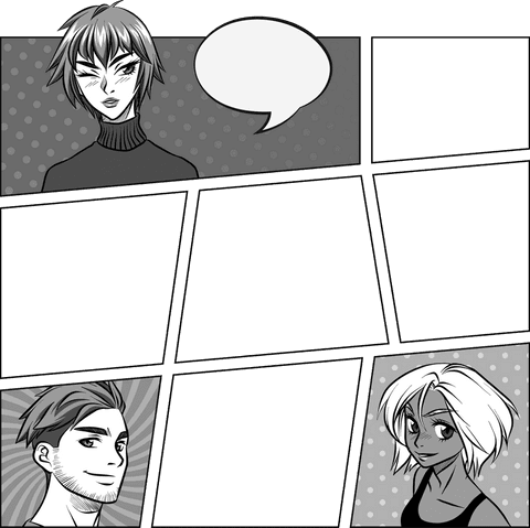 Comic template with character decor and transparent background