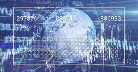 Futuristic Digital Interface with Globe and Numerical Codes - Download Free Stock Images Pikwizard.com