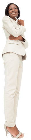 Confident African American Woman in Business Attire with Transparent Background