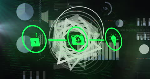 Abstract Geometrical Animation Digital Icons and Data