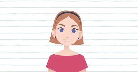 Pictogram of Woman with Copy Space on Striped Background