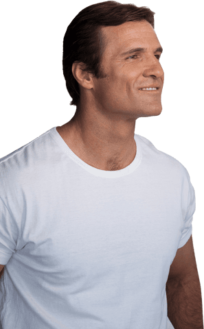 Transparent Smiling Mature Man in White T-Shirt Facing Forward - Download Free Stock Videos Pikwizard.com