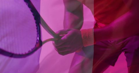 French flag overlay with tennis player in passionate sport scene