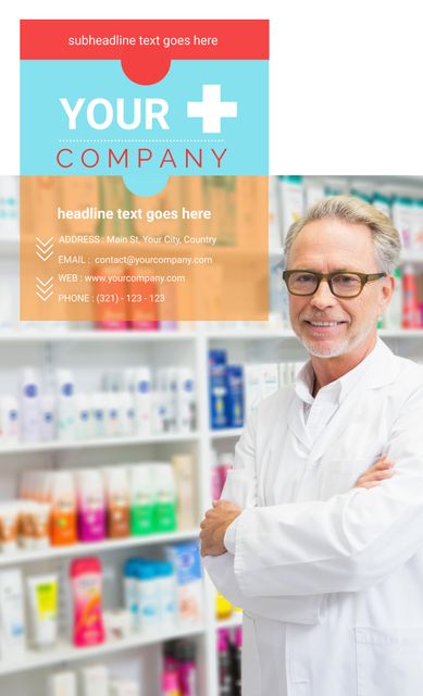 Confident Pharmacist in Modern Pharmacy for Healthcare Ad Template - Download Free Stock Templates Pikwizard.com