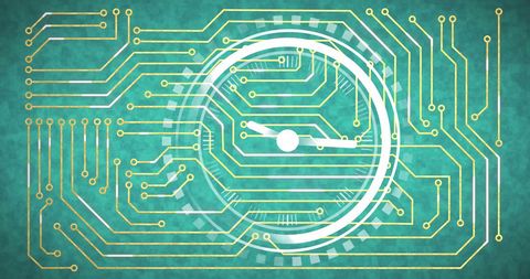 Clock Face Embodied in Circuit Board Design on Green - Download Free Stock Images Pikwizard.com