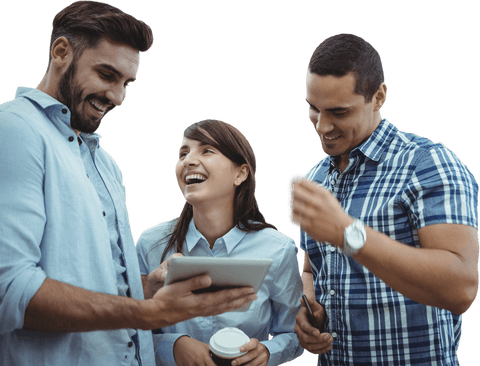 transparent team discussing ideas over tablet outdoors - Download Free Stock Videos Pikwizard.com