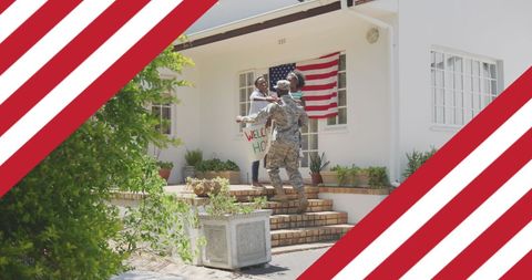 Joyful Military Homecoming Family Reunion Outdoors