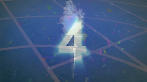 Athletic Countdown with Torch and Fireworks