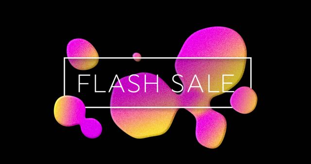 Image of Sale advertisement with pink and yellow bubbles against black background 4k