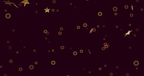 Glowing golden stars and floating amber orbs on deep burgundy backdrop