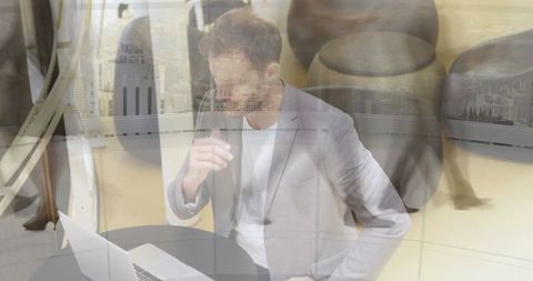 Busy Businessman Multitasking with Office Digital Timelapse