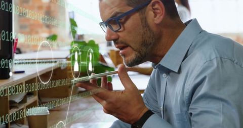 Businessman Interacting with Augmented Reality Data