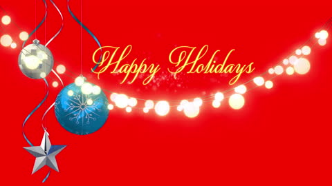 Festive Holiday Greeting with Hanging Christmas Ornaments