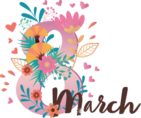 floral 8 march design with transparent background celebrating women's day - Download Free Stock Videos Pikwizard.com