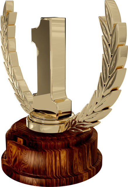 Transparent Gold First Place Trophy with Laurel for Achievement and Success - Download Free Stock Videos Pikwizard.com