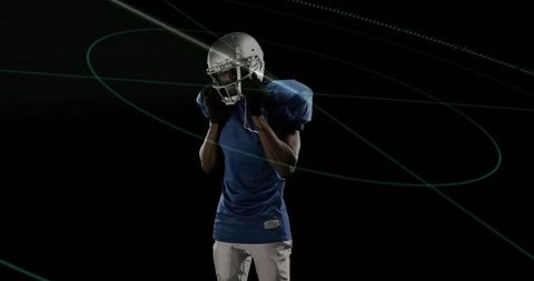 Futuristic Football Player in Motion with Neon Streaks