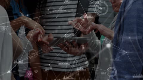 Group Collaborating Using Digital Tablet with Global Data Overlay