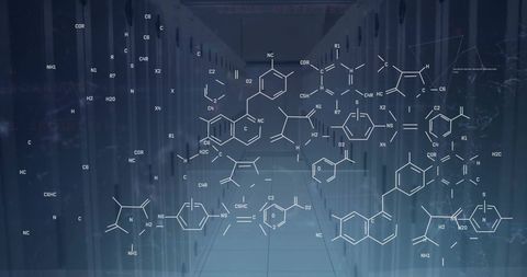 Abstract Science Data Overlay on Server Room - Download Free Stock Images Pikwizard.com