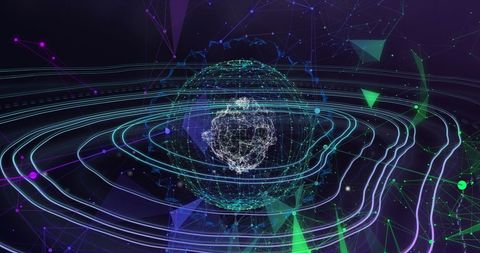 Digital Globe with Spinning Network Connections and Lines - Download Free Stock Images Pikwizard.com